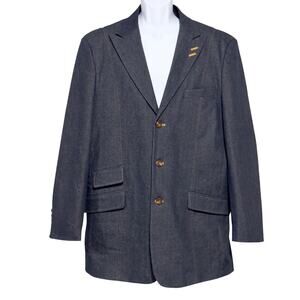 Falcone Super 100 Blue‎ Martini Denim Blazer Sz 42L Tailored